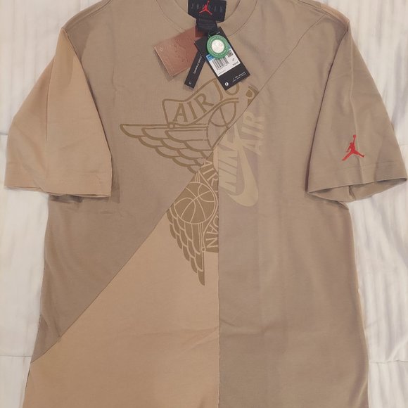 Nike Air Jordan Travis Scott Cactus Jack Khaki T-Shirt Size M *in hand* NWT - Picture 1 of 3